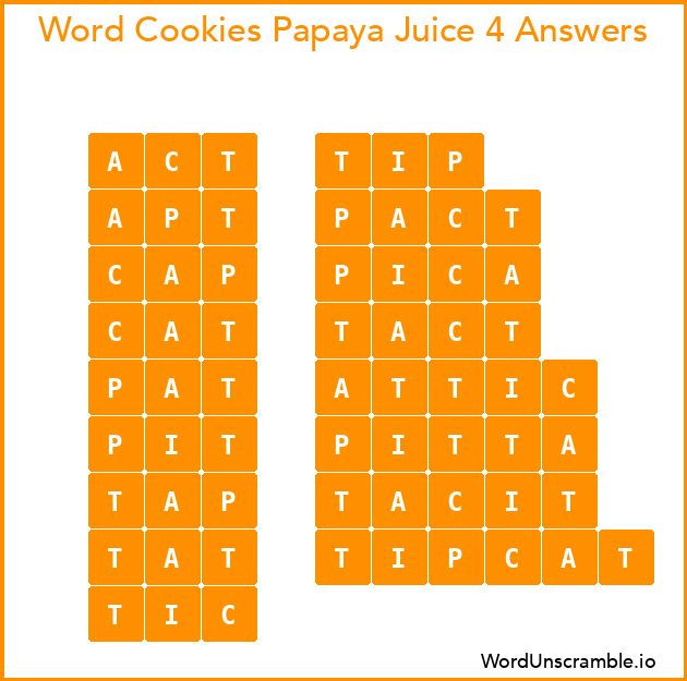 Word Cookies Papaya Juice 4 Answers