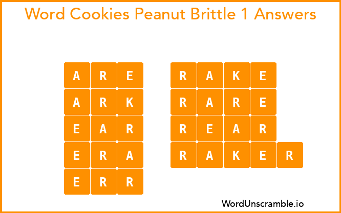 Word Cookies Peanut Brittle 1 Answers