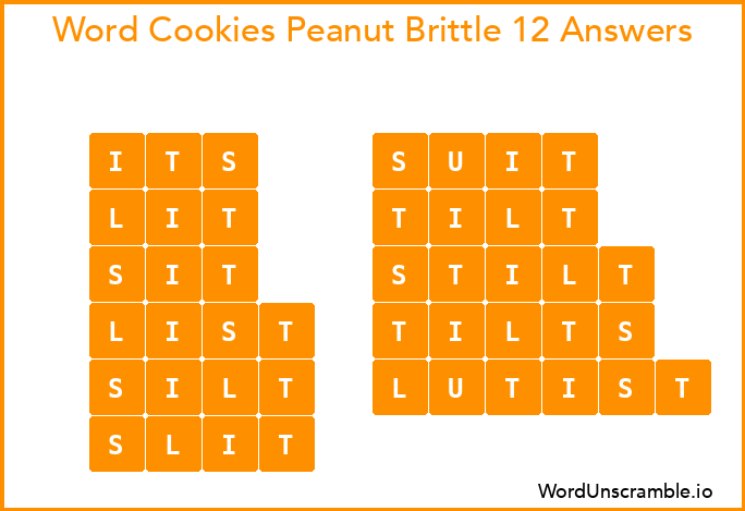 Word Cookies Peanut Brittle 12 Answers
