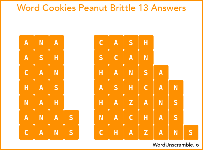Word Cookies Peanut Brittle 13 Answers