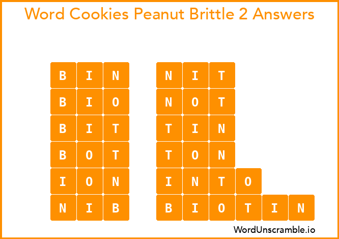 Word Cookies Peanut Brittle 2 Answers