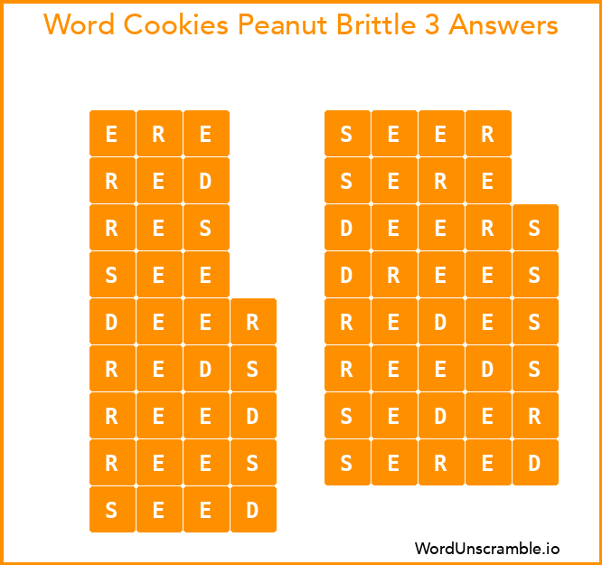 Word Cookies Peanut Brittle 3 Answers
