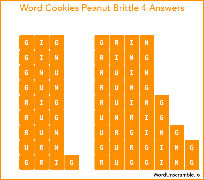 Word Cookies Peanut Brittle 4 Answers