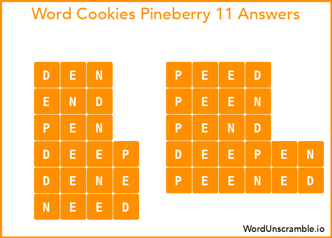 Word Cookies Pineberry 11 Answers