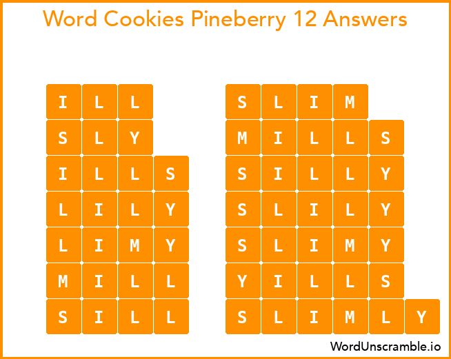 Word Cookies Pineberry 12 Answers