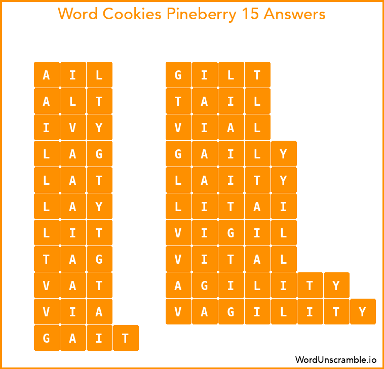 Word Cookies Pineberry 15 Answers