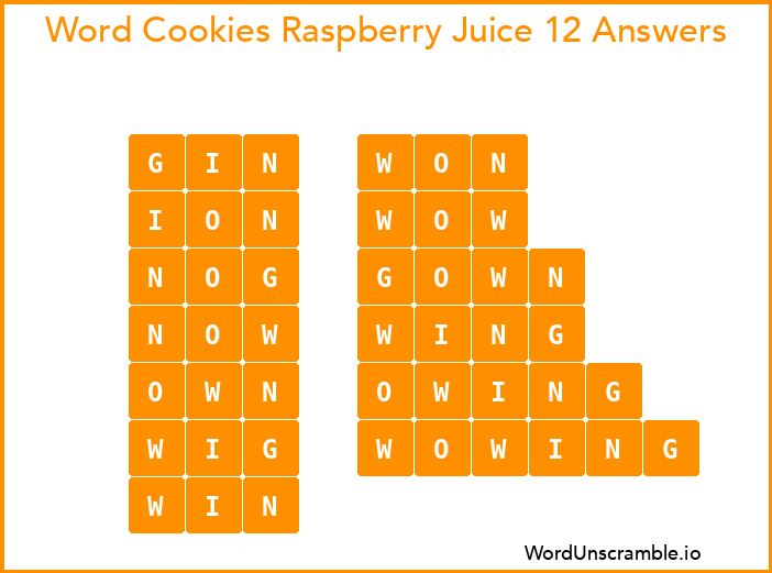 Word Cookies Raspberry Juice 12 Answers
