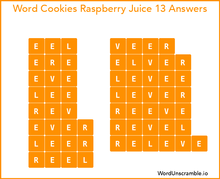 Word Cookies Raspberry Juice 13 Answers