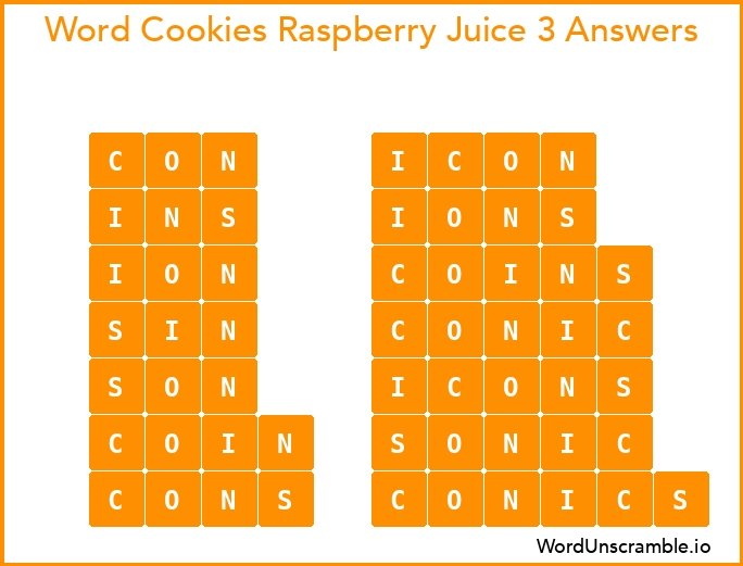 Word Cookies Raspberry Juice 3 Answers