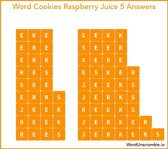 Word Cookies Raspberry Juice 5 Answers