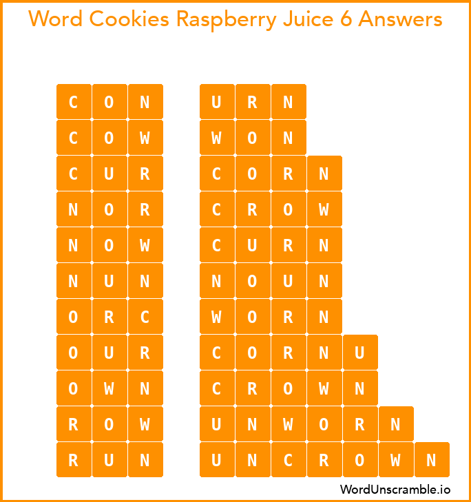 Word Cookies Raspberry Juice 6 Answers