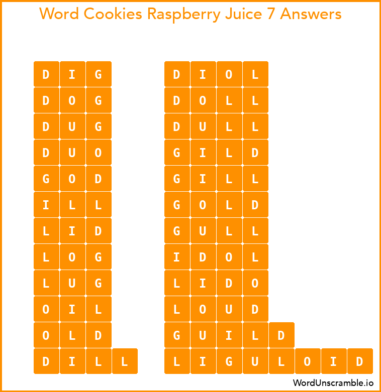 Word Cookies Raspberry Juice 7 Answers