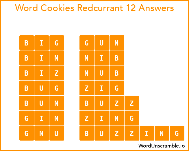 Word Cookies Redcurrant 12 Answers