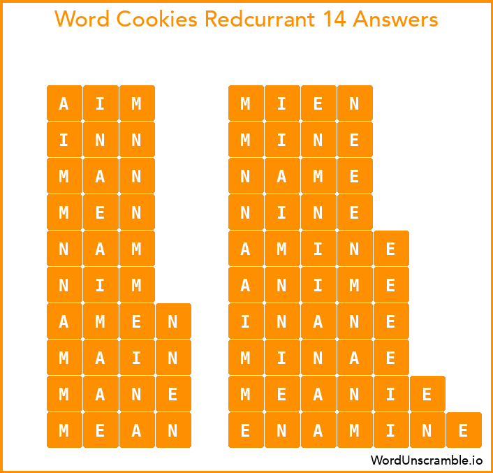 Word Cookies Redcurrant 14 Answers