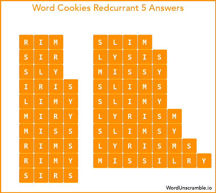 Word Cookies Redcurrant 5 Answers