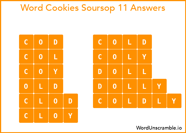 Word Cookies Soursop 11 Answers