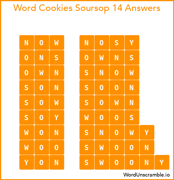 Word Cookies Soursop 14 Answers