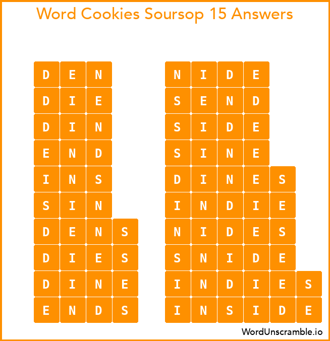 Word Cookies Soursop 15 Answers