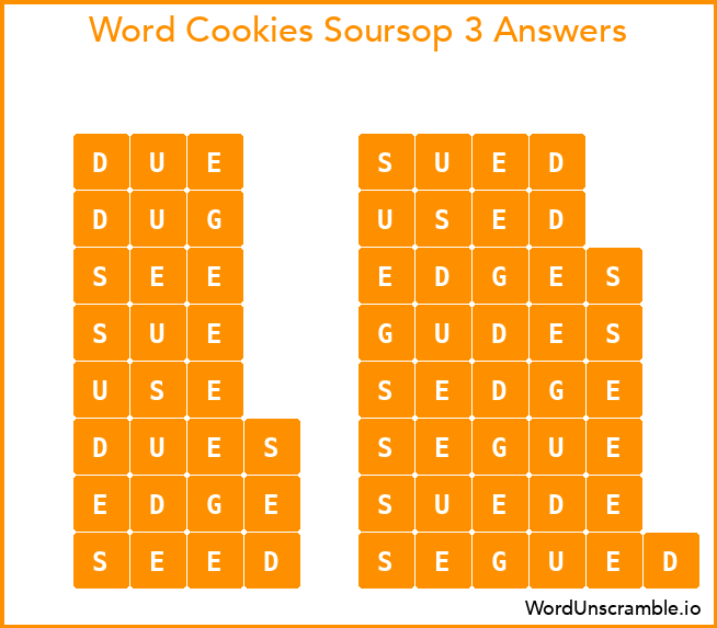 Word Cookies Soursop 3 Answers
