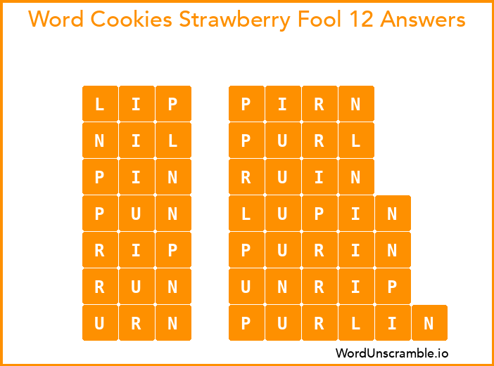 Word Cookies Strawberry Fool 12 Answers