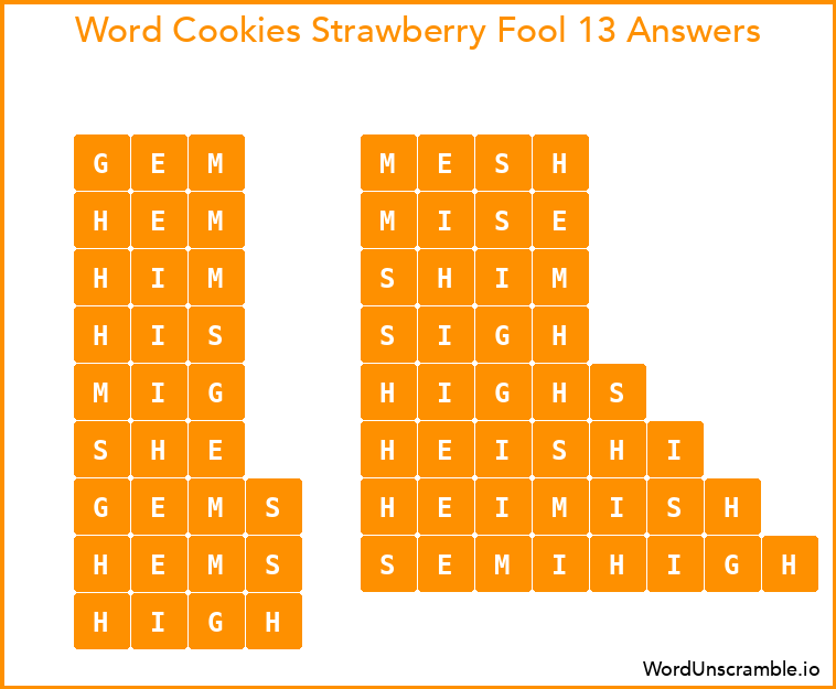 Word Cookies Strawberry Fool 13 Answers