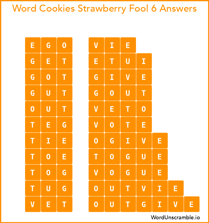 Word Cookies Strawberry Fool 6 Answers