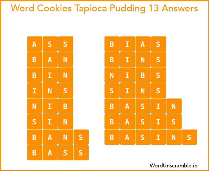 Word Cookies Tapioca Pudding 13 Answers