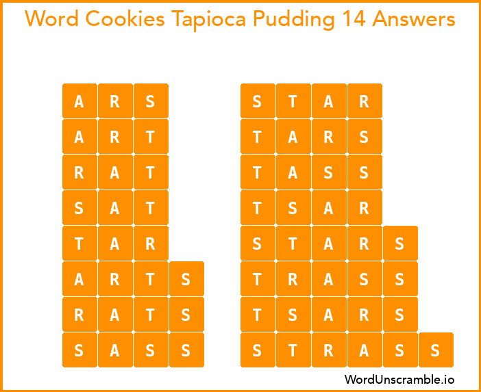 Word Cookies Tapioca Pudding 14 Answers
