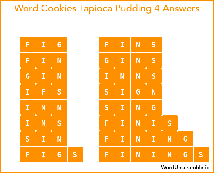 Word Cookies Tapioca Pudding 4 Answers