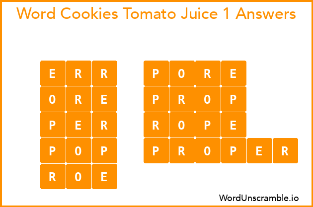 Word Cookies Tomato Juice 1 Answers
