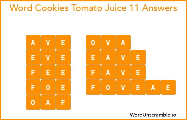 Word Cookies Tomato Juice 11 Answers