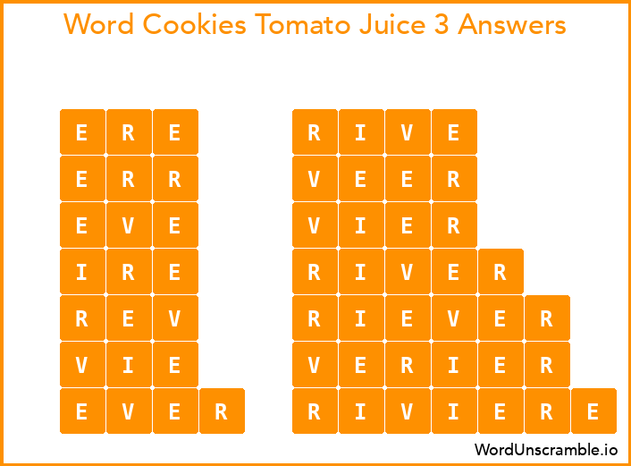 Word Cookies Tomato Juice 3 Answers