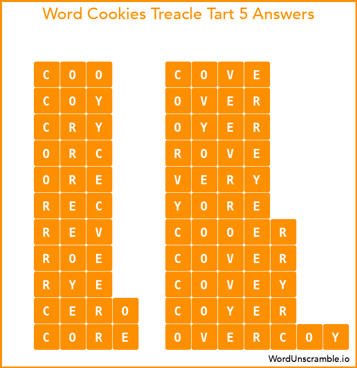 Word Cookies Treacle Tart 5 Answers