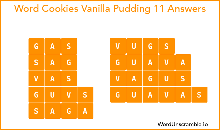 Word Cookies Vanilla Pudding 11 Answers