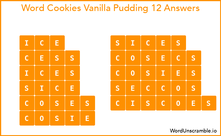 Word Cookies Vanilla Pudding 12 Answers