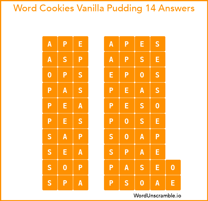 Word Cookies Vanilla Pudding 14 Answers