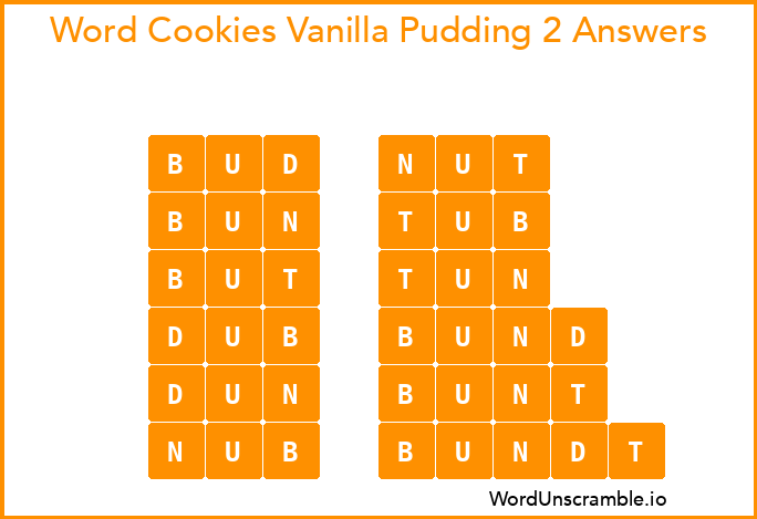 Word Cookies Vanilla Pudding 2 Answers