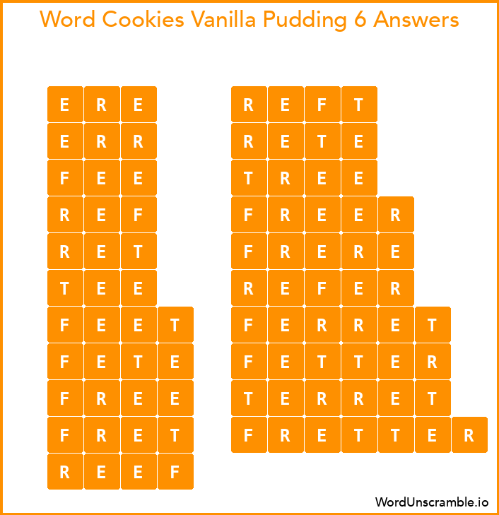 Word Cookies Vanilla Pudding 6 Answers