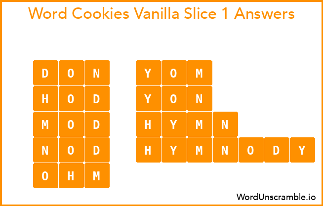 Word Cookies Vanilla Slice 1 Answers