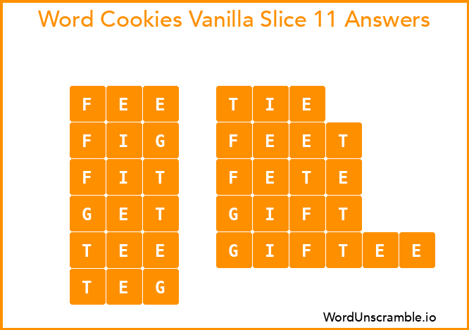 Word Cookies Vanilla Slice 11 Answers