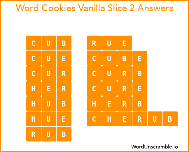 Word Cookies Vanilla Slice 2 Answers