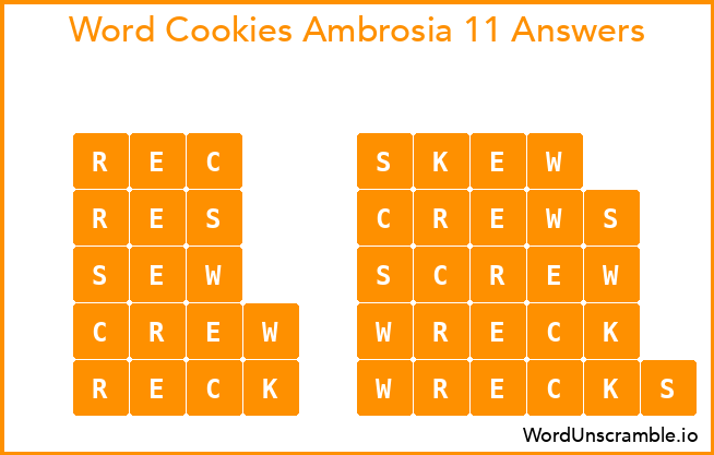 Word Cookies Ambrosia 11 Answers