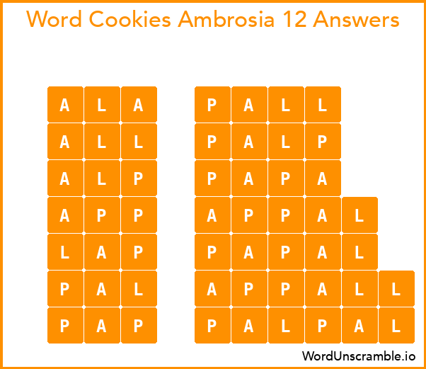 Word Cookies Ambrosia 12 Answers