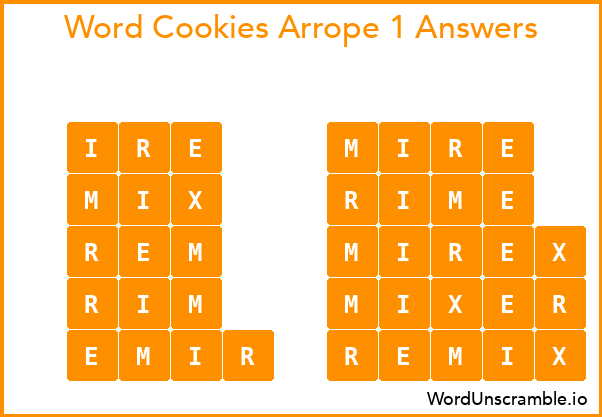 Word Cookies Arrope 1 Answers