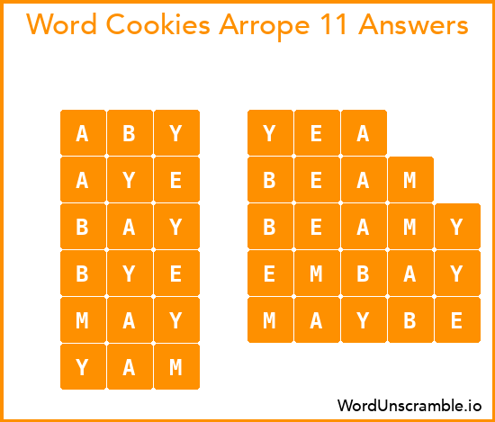 Word Cookies Arrope 11 Answers