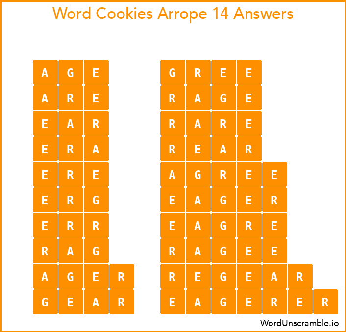 Word Cookies Arrope 14 Answers