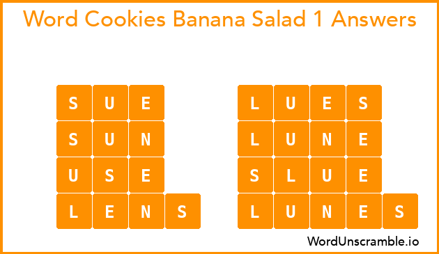 Word Cookies Banana Salad 1 Answers