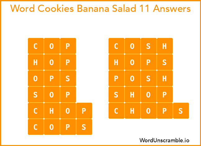 Word Cookies Banana Salad 11 Answers