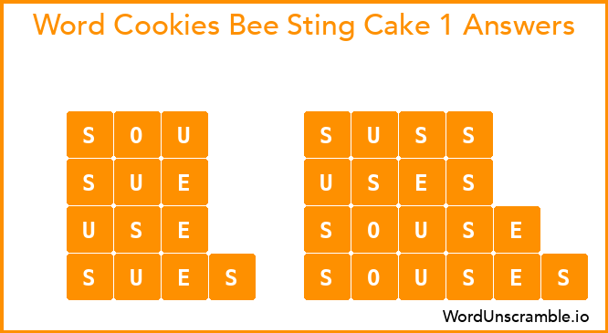 Word Cookies Bee Sting Cake 1 Answers