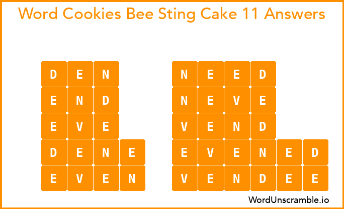 Word Cookies Bee Sting Cake 11 Answers